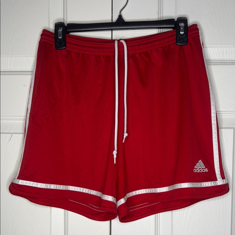 Adidas Scarlet Sports Shorts with White Accents